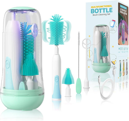 Juego de limpiador de botellas eléctrico, rotación de 360°,