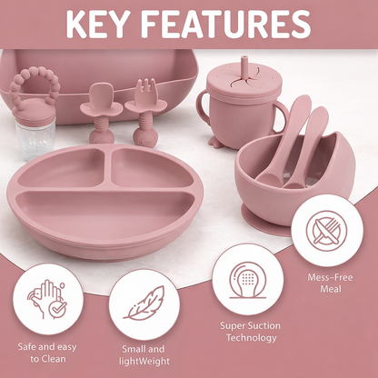 Set de alimentación para bebés de silicona sin BPA